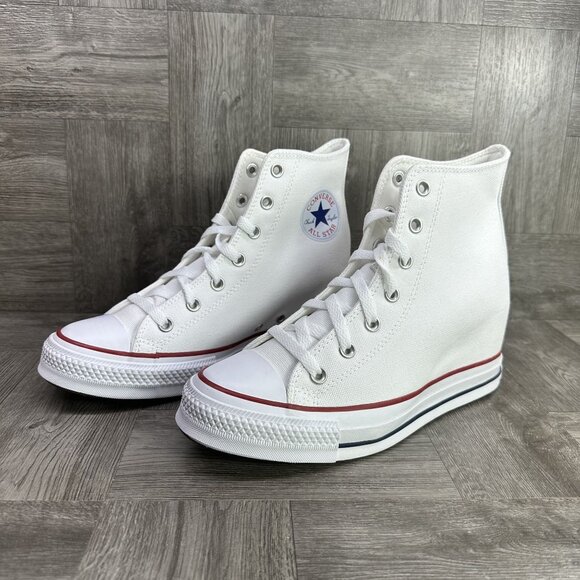 Converse CTAS Women's  size 10 White Canvas Wedge Shoes - Picture 3 of 8